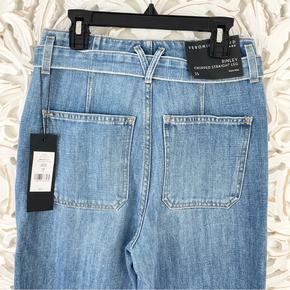 {Veronica Beard} Rinley Straight-Leg Belted Cropped Jeans, Size 25, NWT - Picture 7 of 11